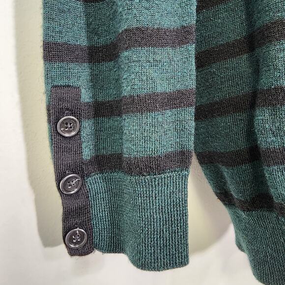 Ann Taylor LOFT Tunic Sweater Large Striped Wool Blend Boat Neck Patch Pocket - Picture 6 of 10